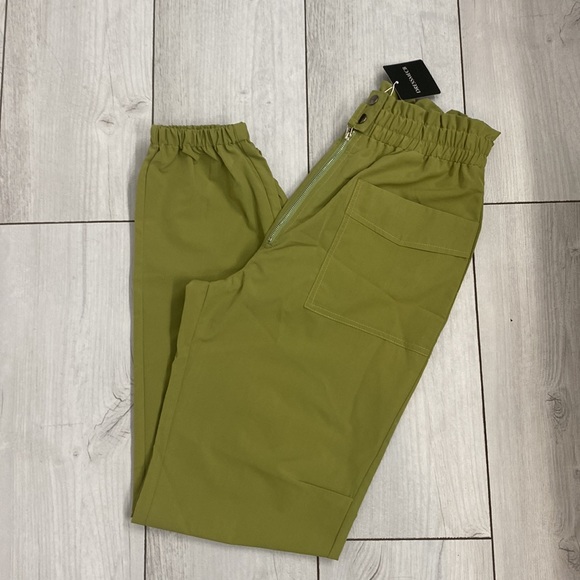 Elastic High Waisted Trouser Paper Bag Pants - Picture 4 of 12